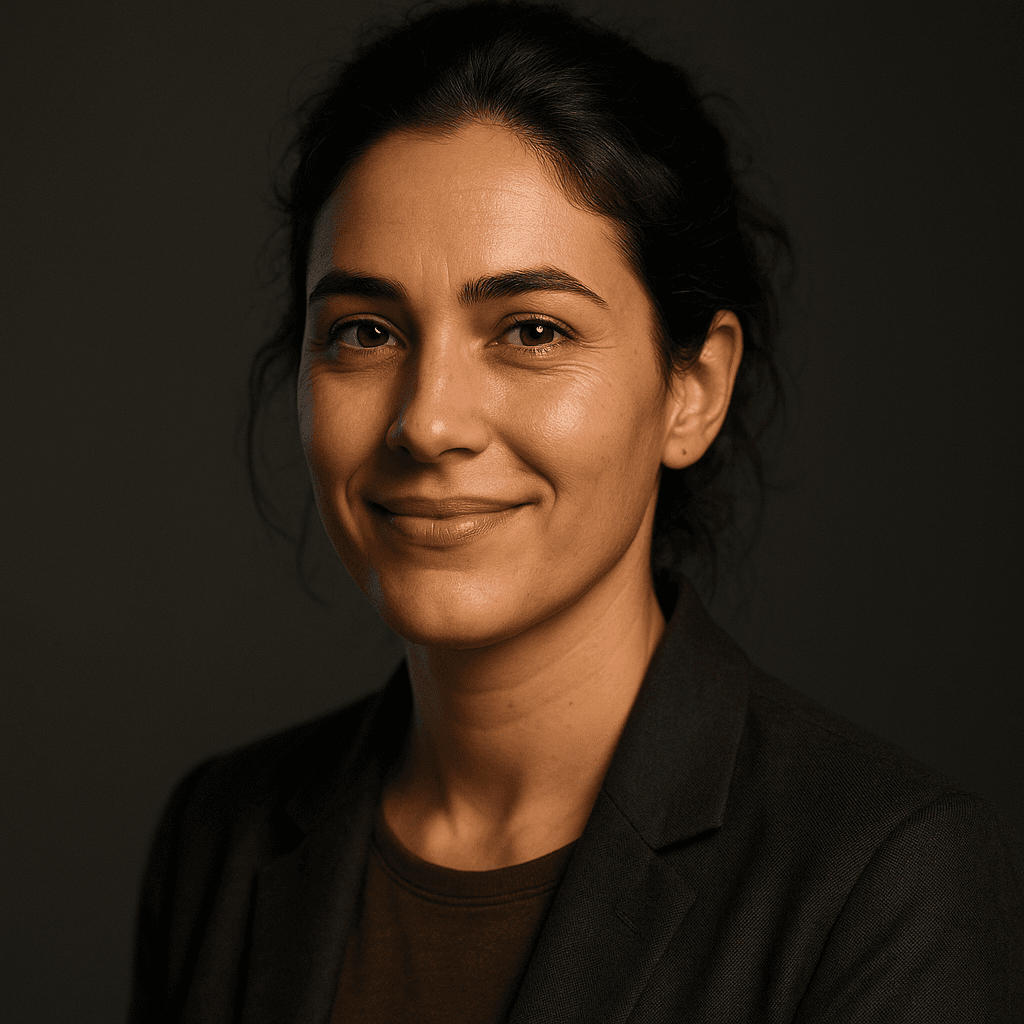 Portrait of Maya, a cofounder candidate — designer and PM.